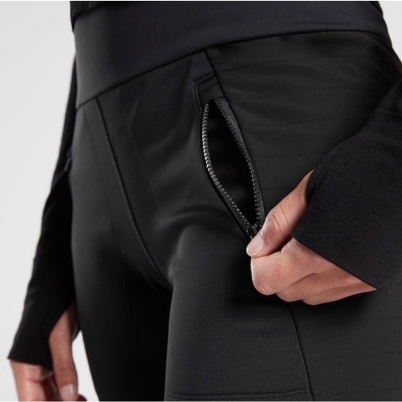Athleta Medium Black Peak Hybrid Fleece‎ Athletic Tights Leggings Nylon blend - Picture 5 of 11